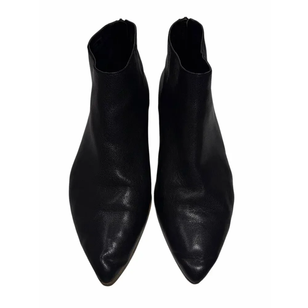 Cole Haan Black Leather Ankle Boots Pointed Toe Booties Back Zip Women’s 10.5